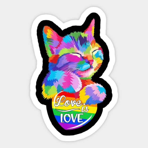 LGBT Cat Love Is Love Sticker by janetradioactive